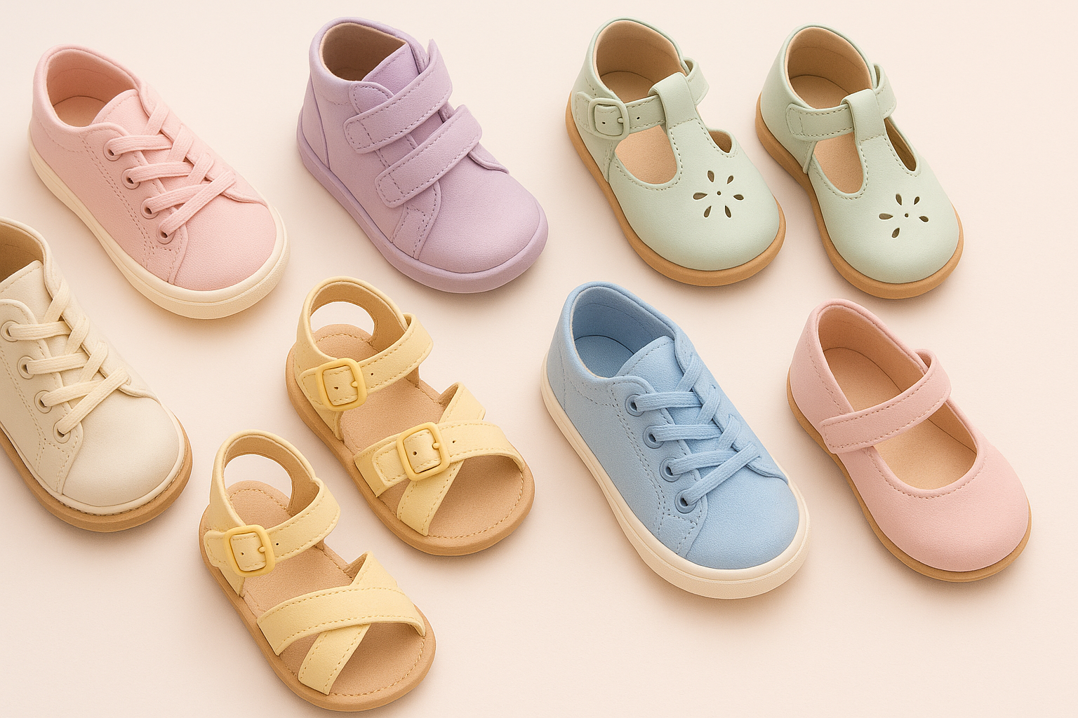 Pastel children's shoes banner